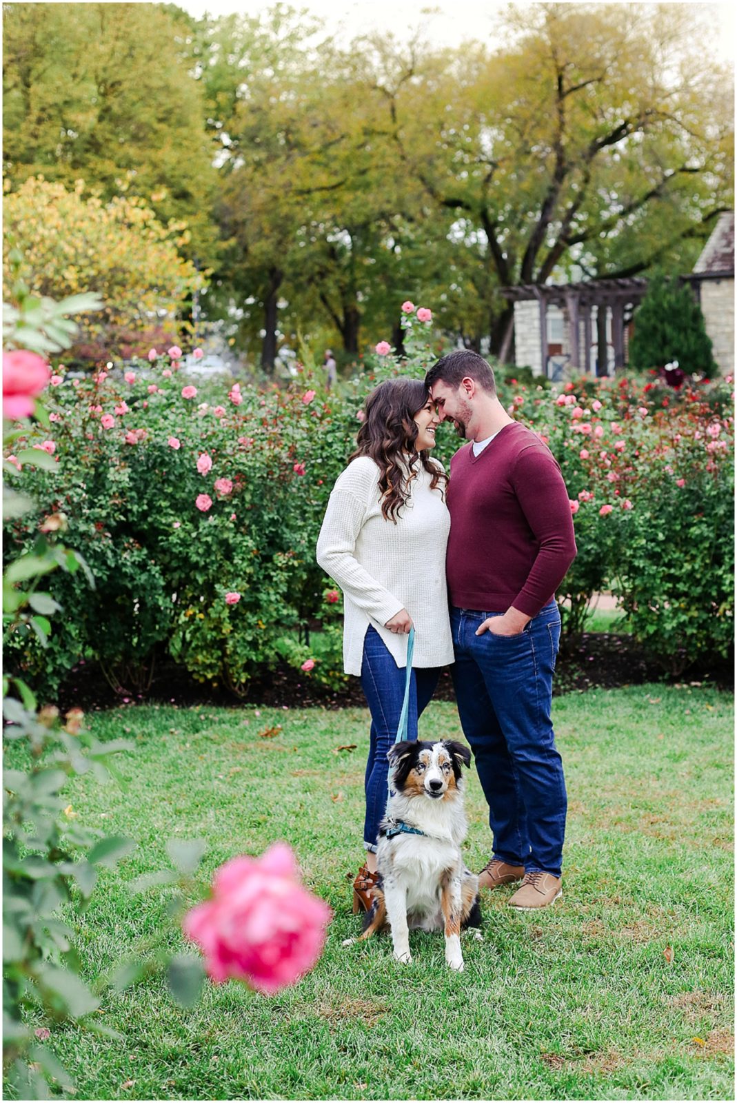 loose park kansas city engagement photos with cute dog 