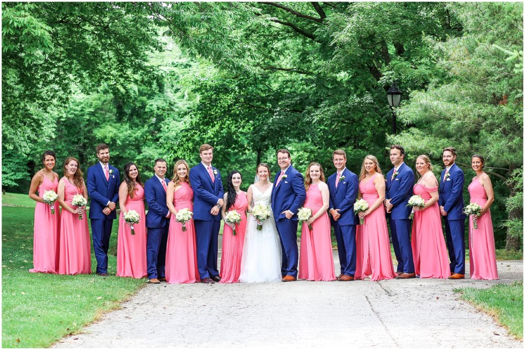 pink and blue bridal party photos taken at the hawthorne house 