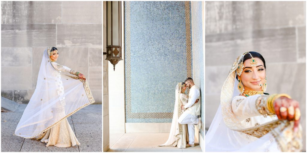 pakistani bride and groom portraits - nikkah - liberty memorial wedding photos 
