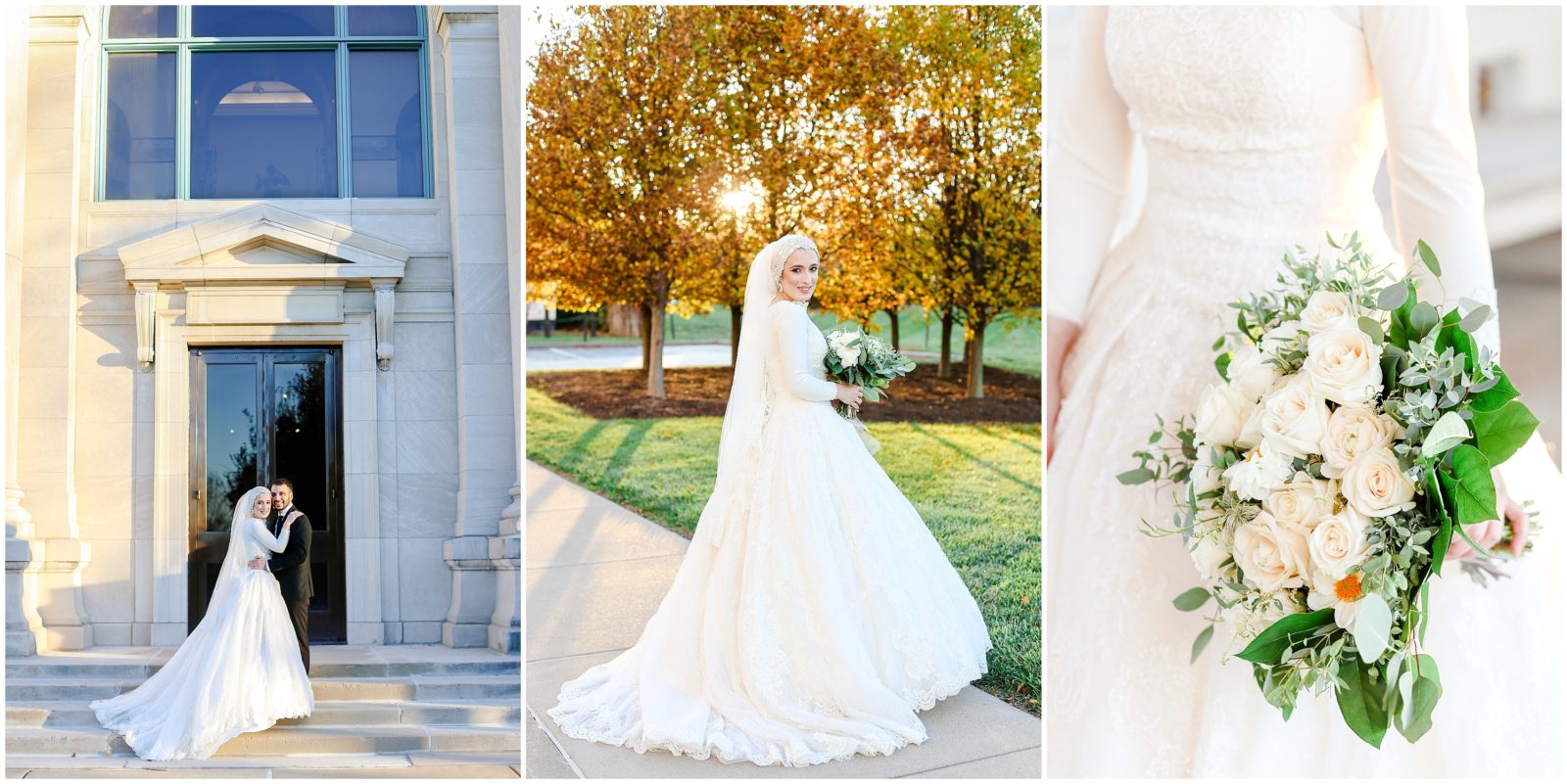 muslim hijab bride - wedding photos at the stl st. Louis art museum with arab bride 