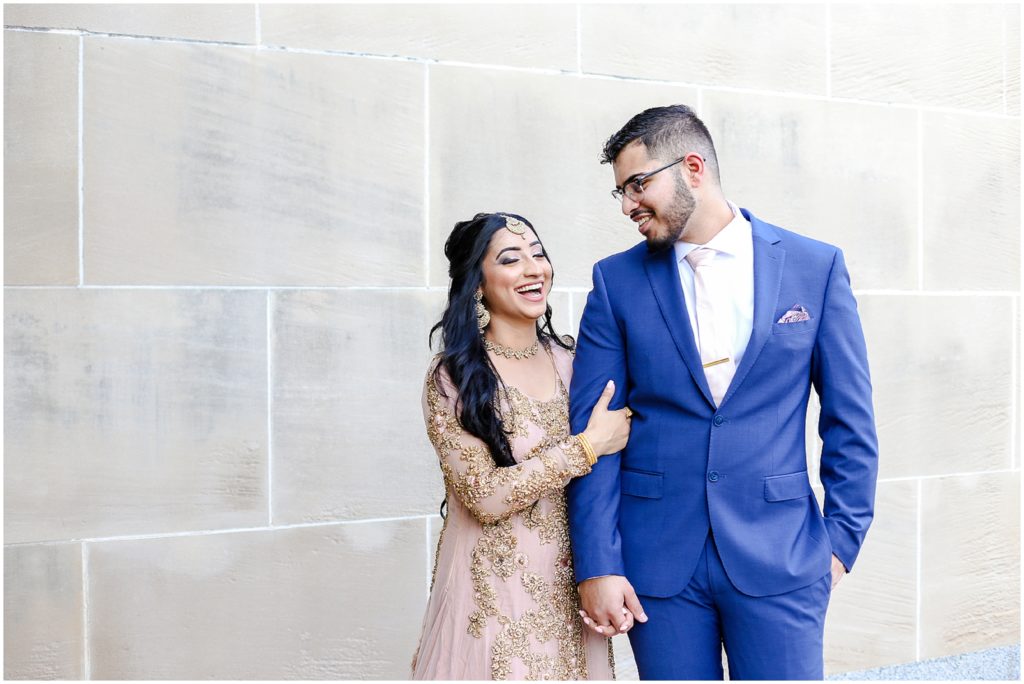 laughing bride and groom 