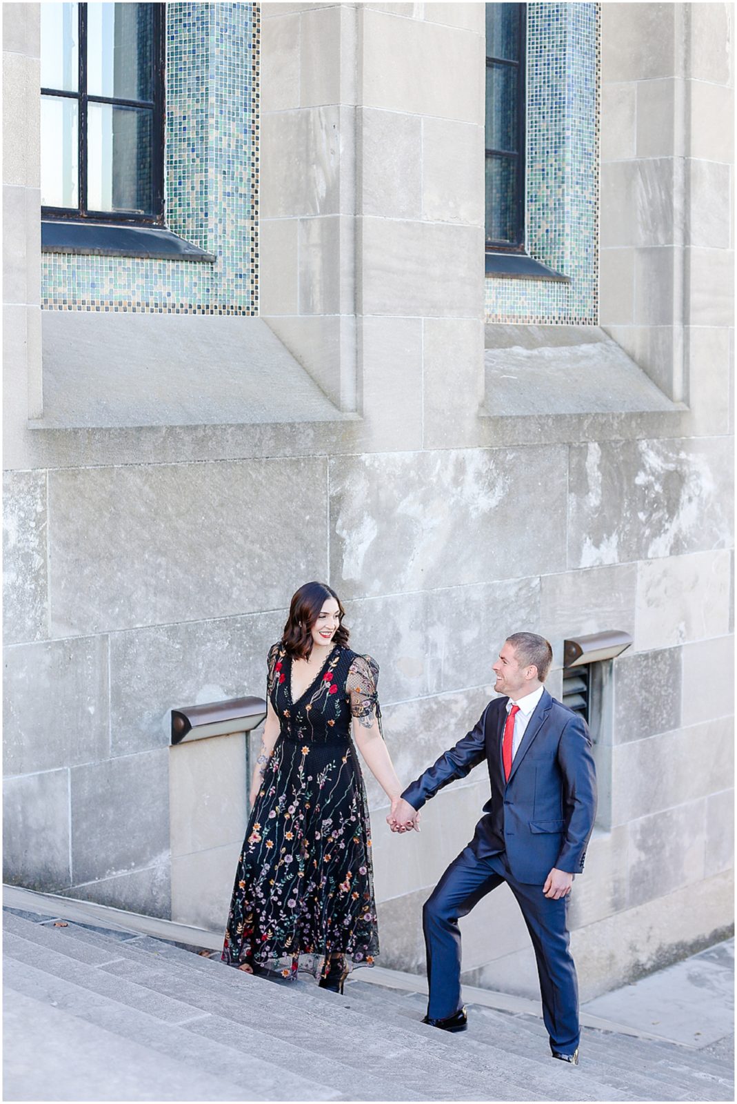 walking up the stairs in kansas city