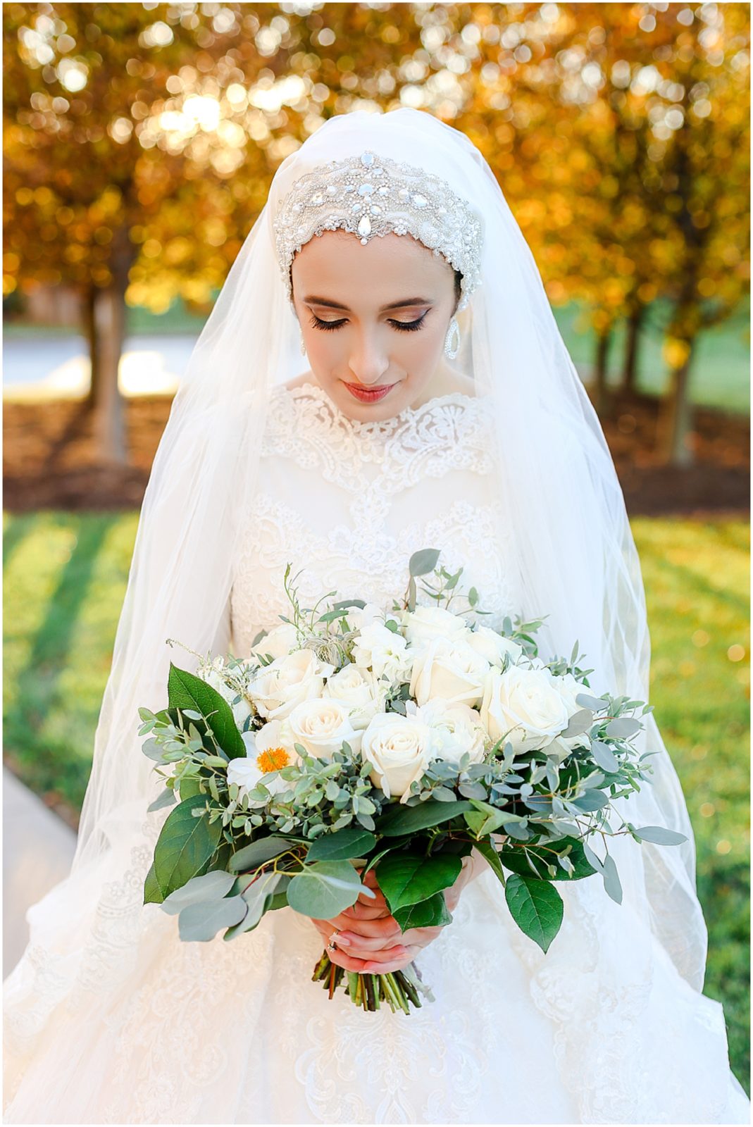 beautiful hijabi muslim bride - arab Palestinian wedding - photos taken at the st. louis art museum 