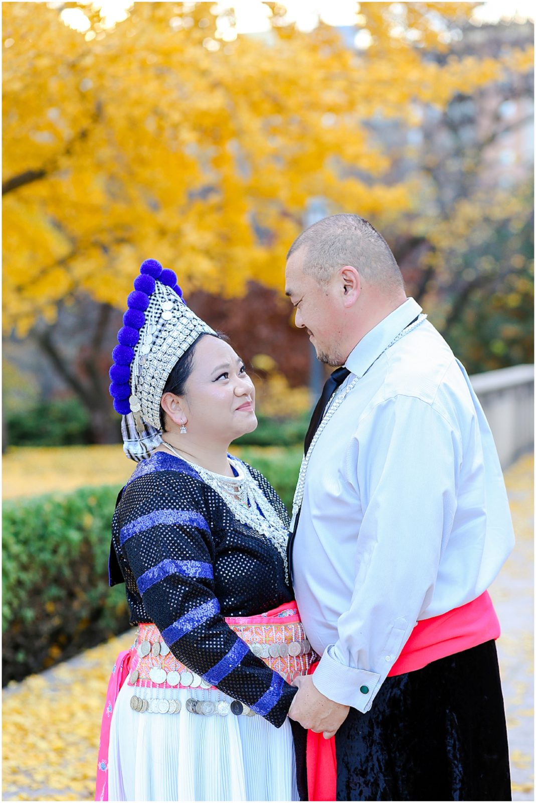 traditional clothing at engagement session