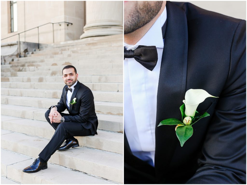 groom portraits - boutonniere - orchid  