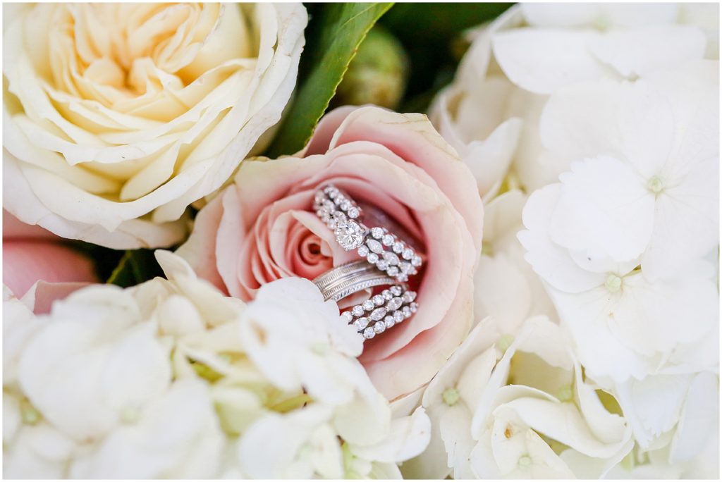 wedding ring in pink flower