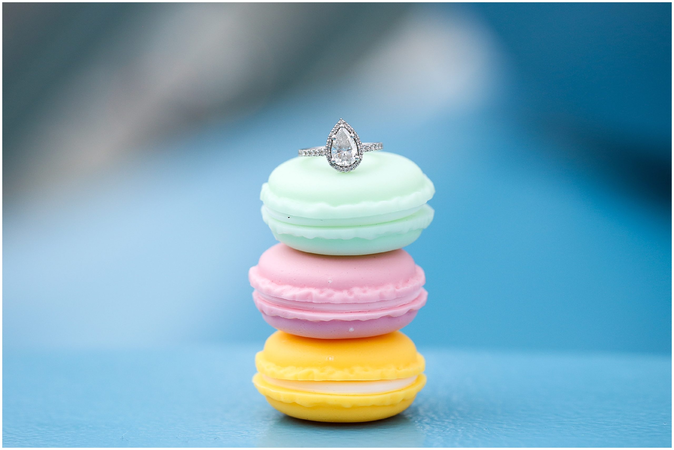 wedding ring on macaroons