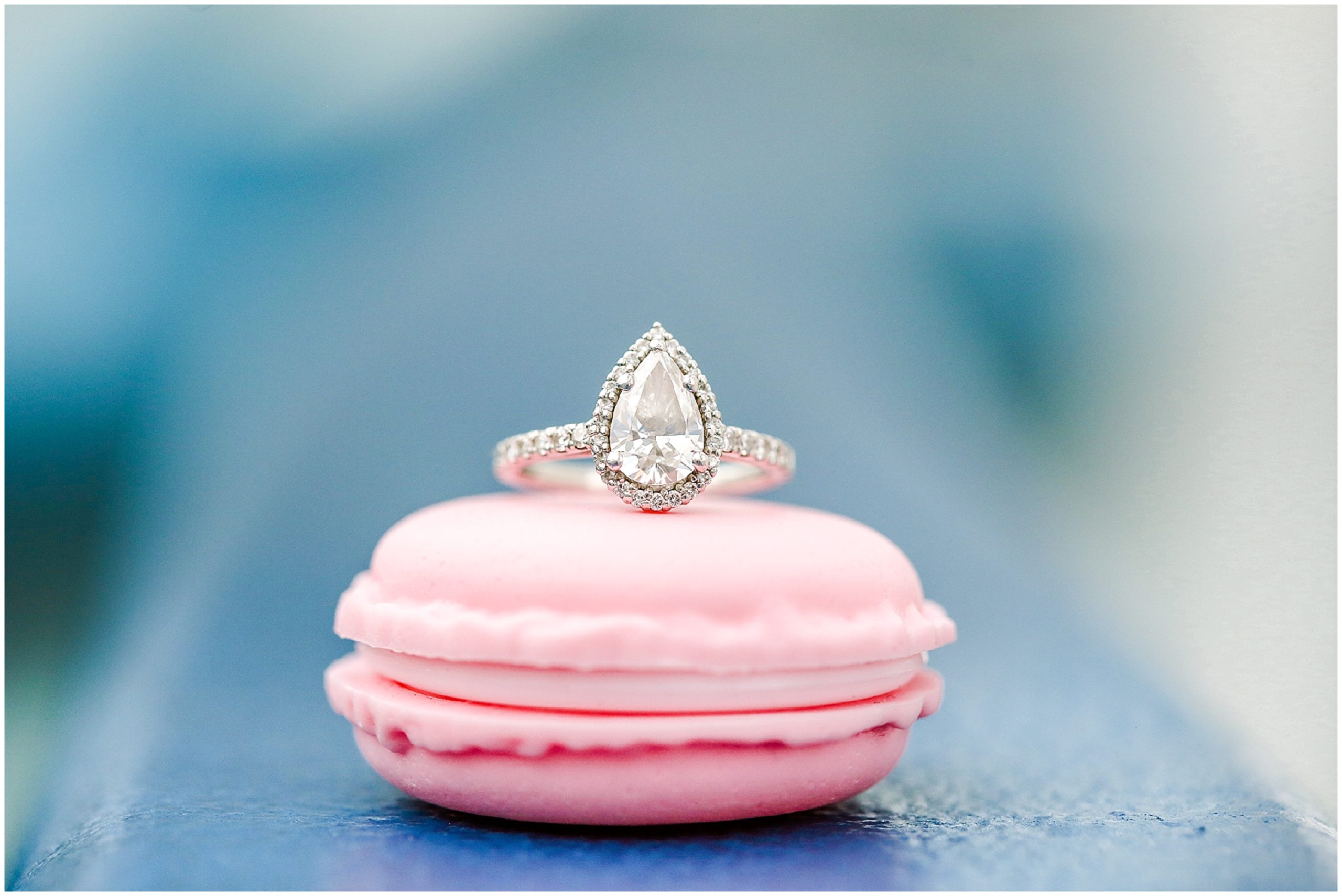 wedding ring on macaroon