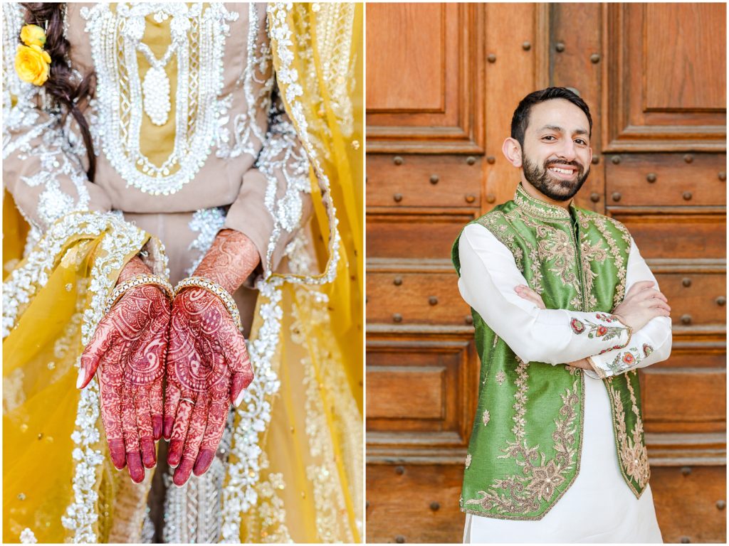 henna mehndi on bride hands
