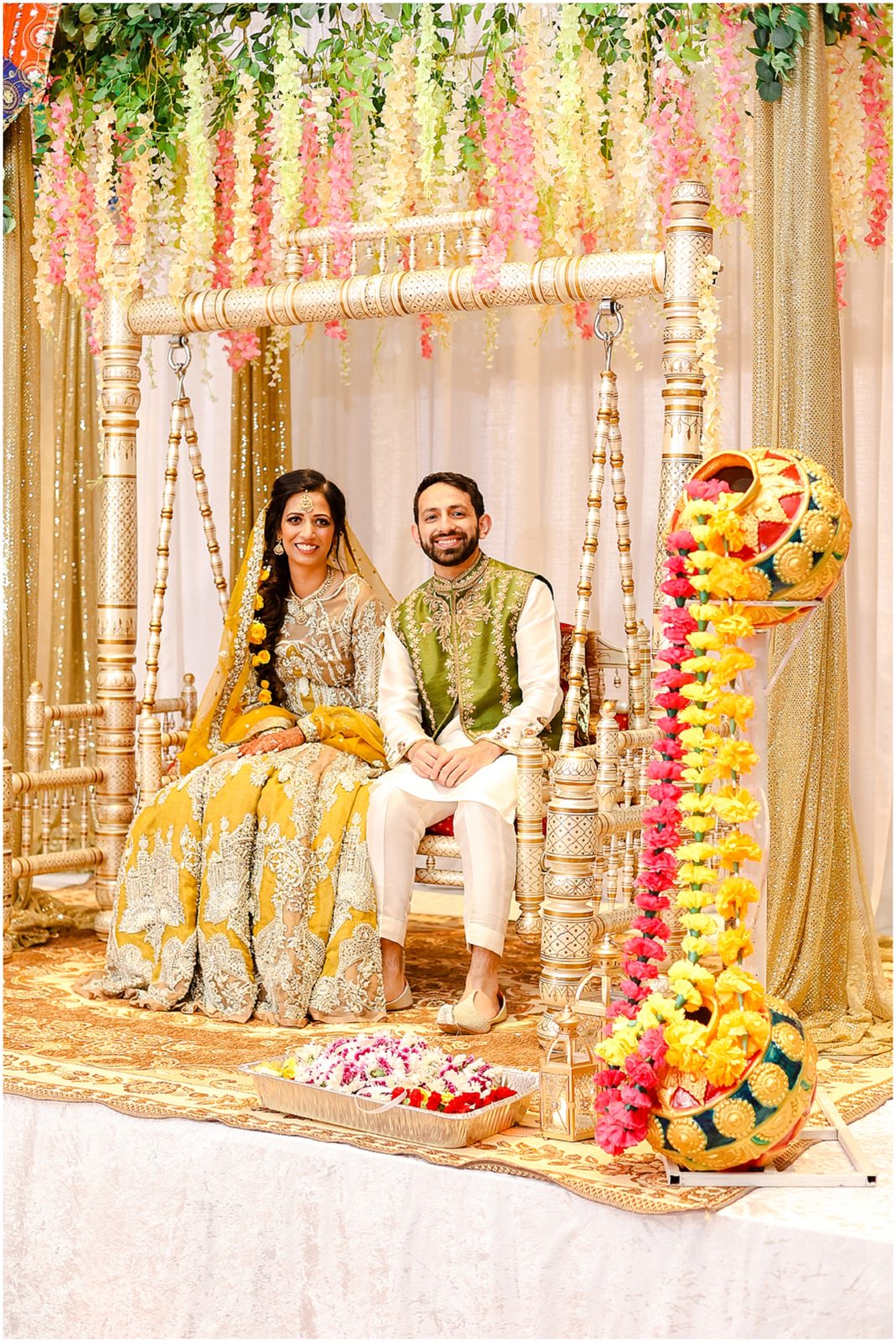 indian pakistani wedding decorations - bride and groom on stage - hyatt stl