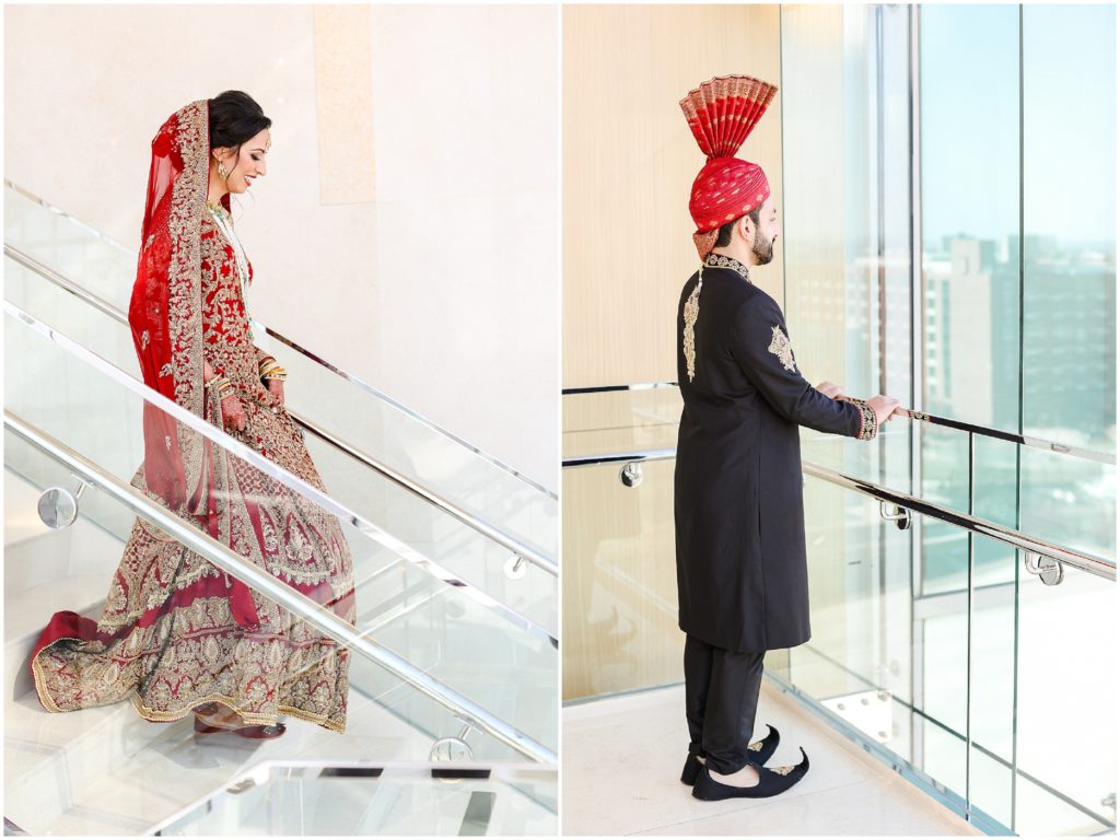 bride and groom first look 