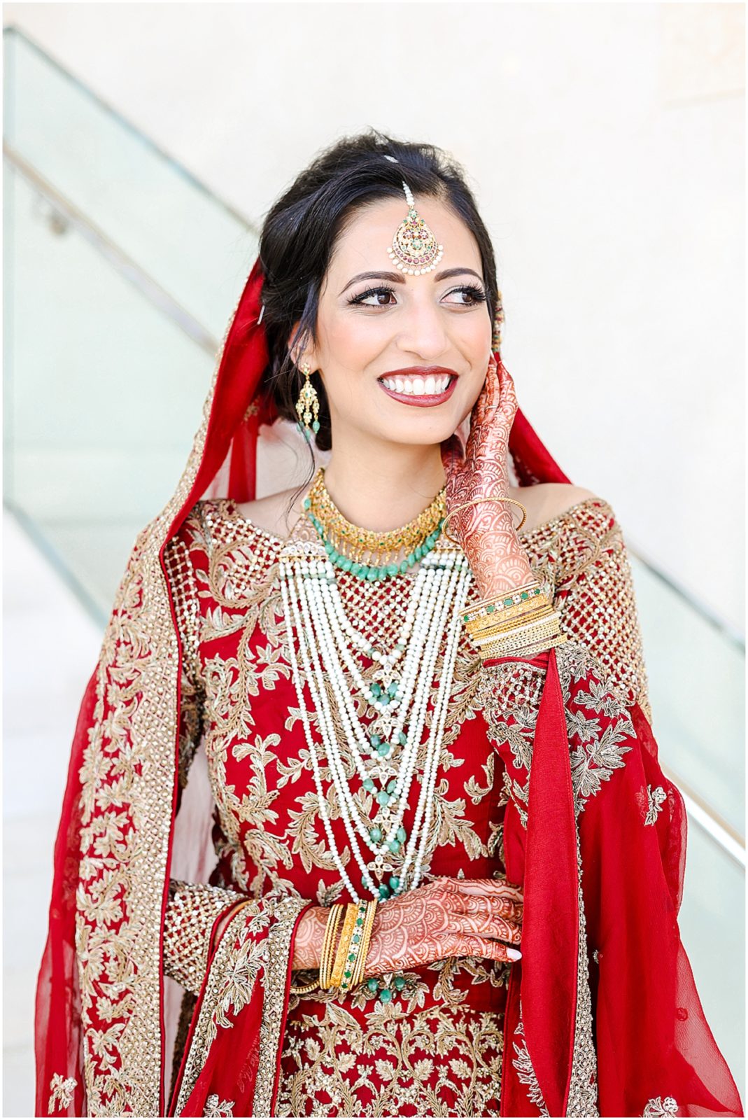 happy indian bride with beautiful makeup 