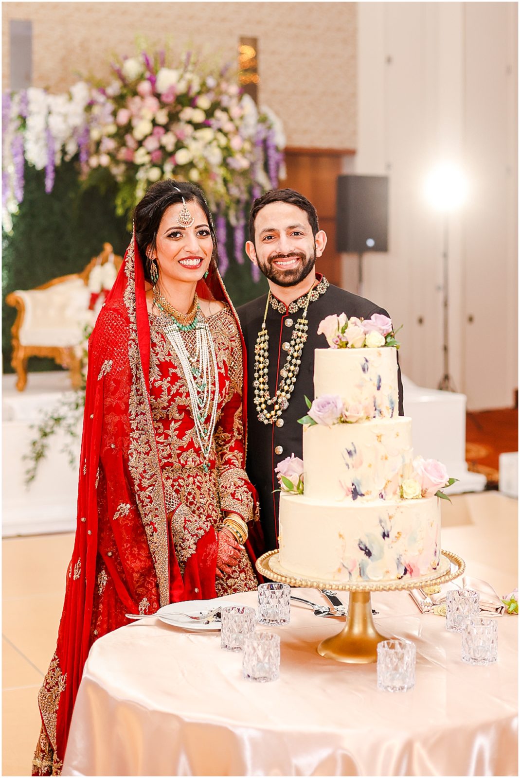 bride and groom with the cake 