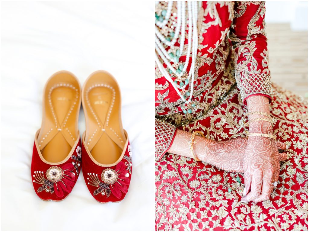 wedding shoes and hennah mehndi on hands 