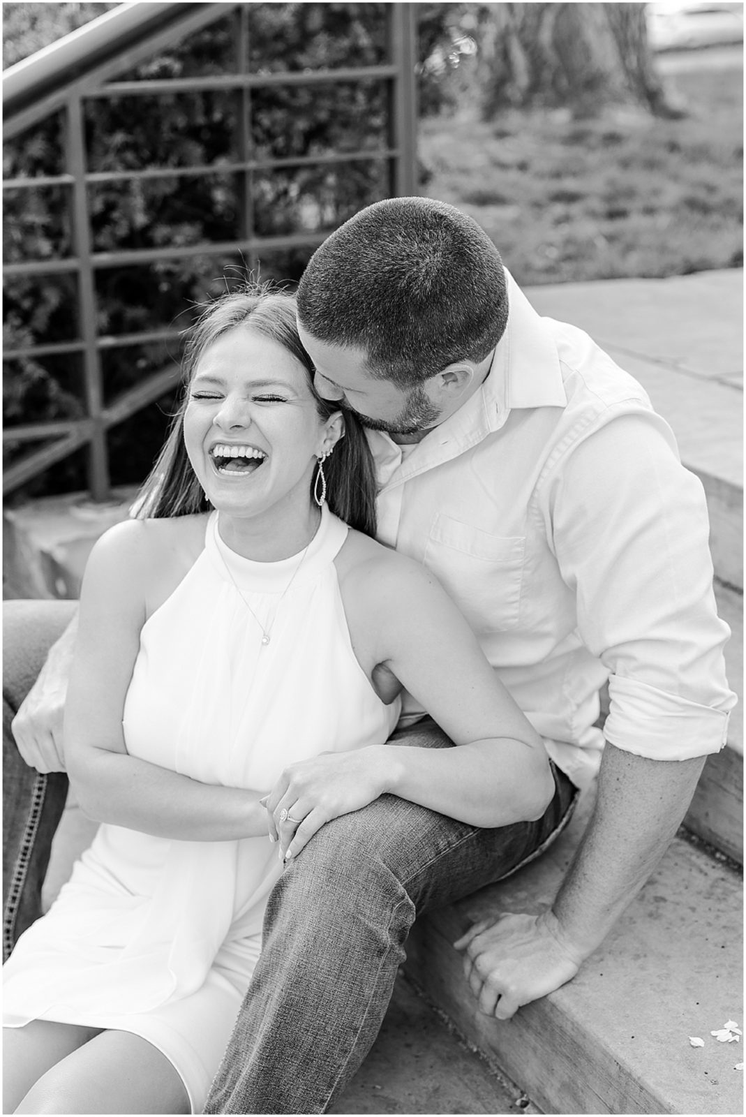 laughing engaged couple