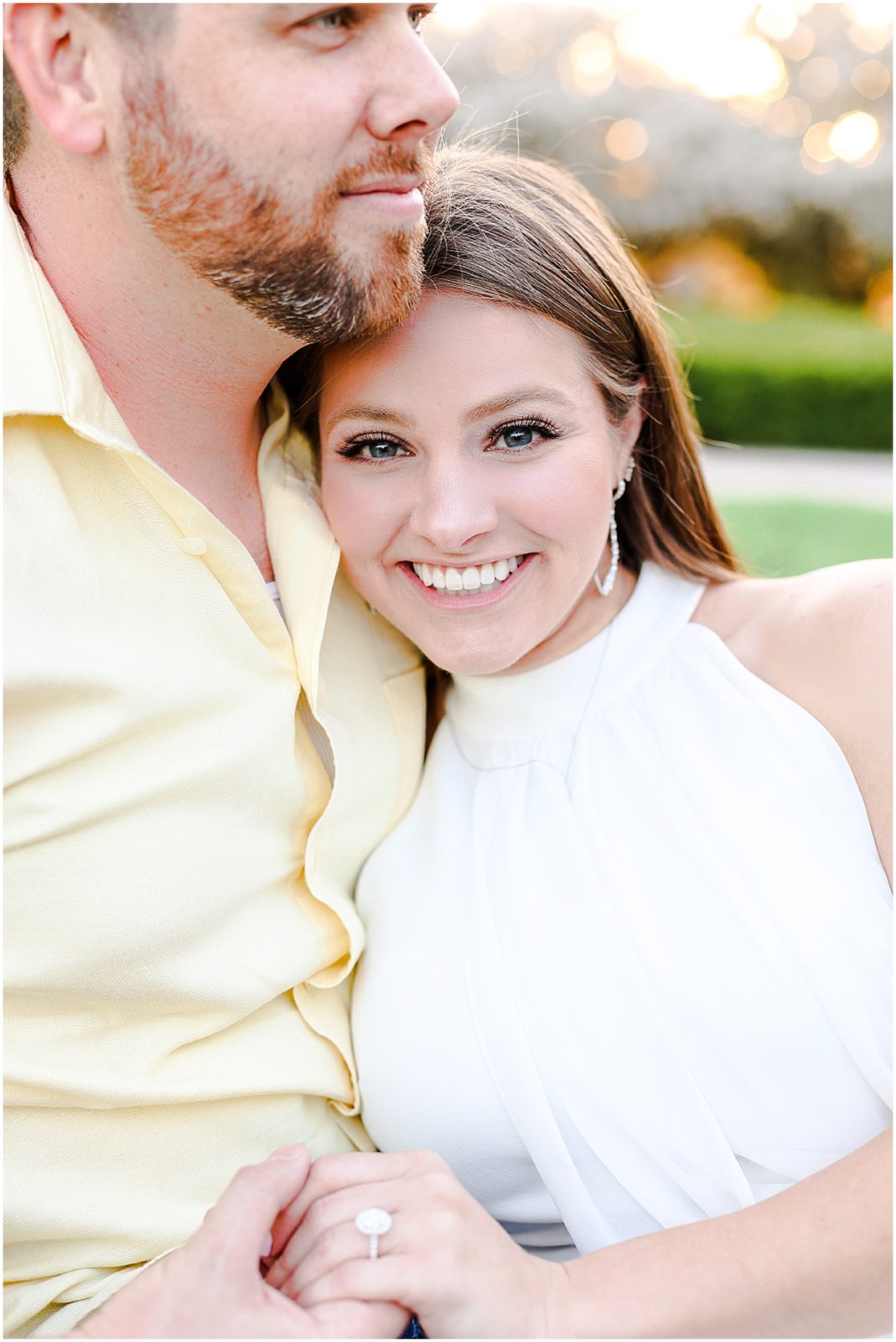 holding hands engagement photo