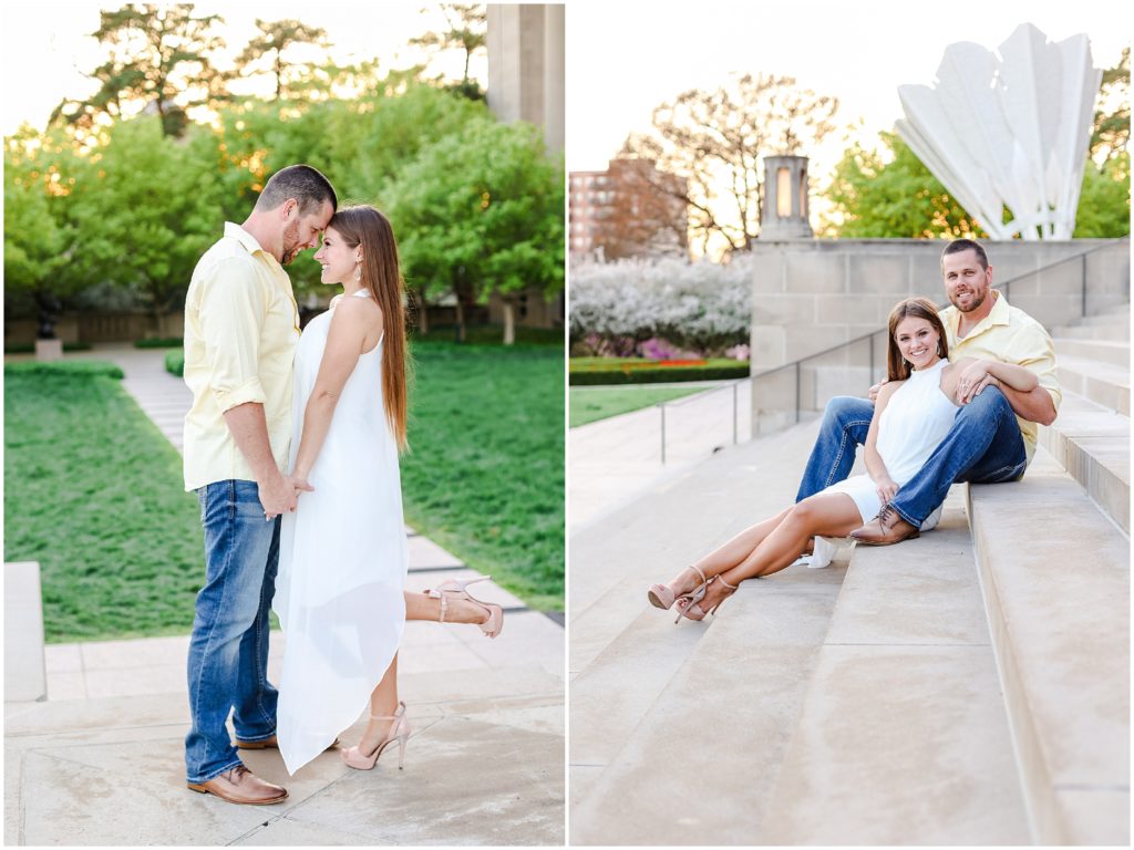 couple photos at the kansas city nelson atkins museum 