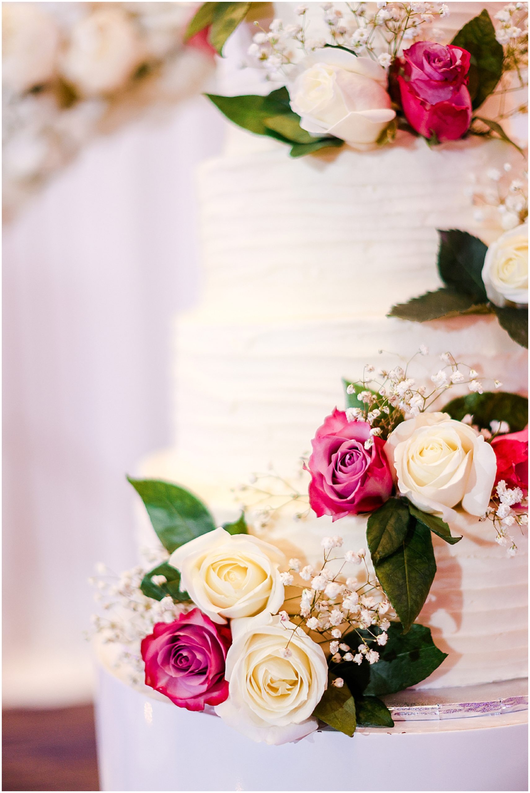 wedding cake and flowers