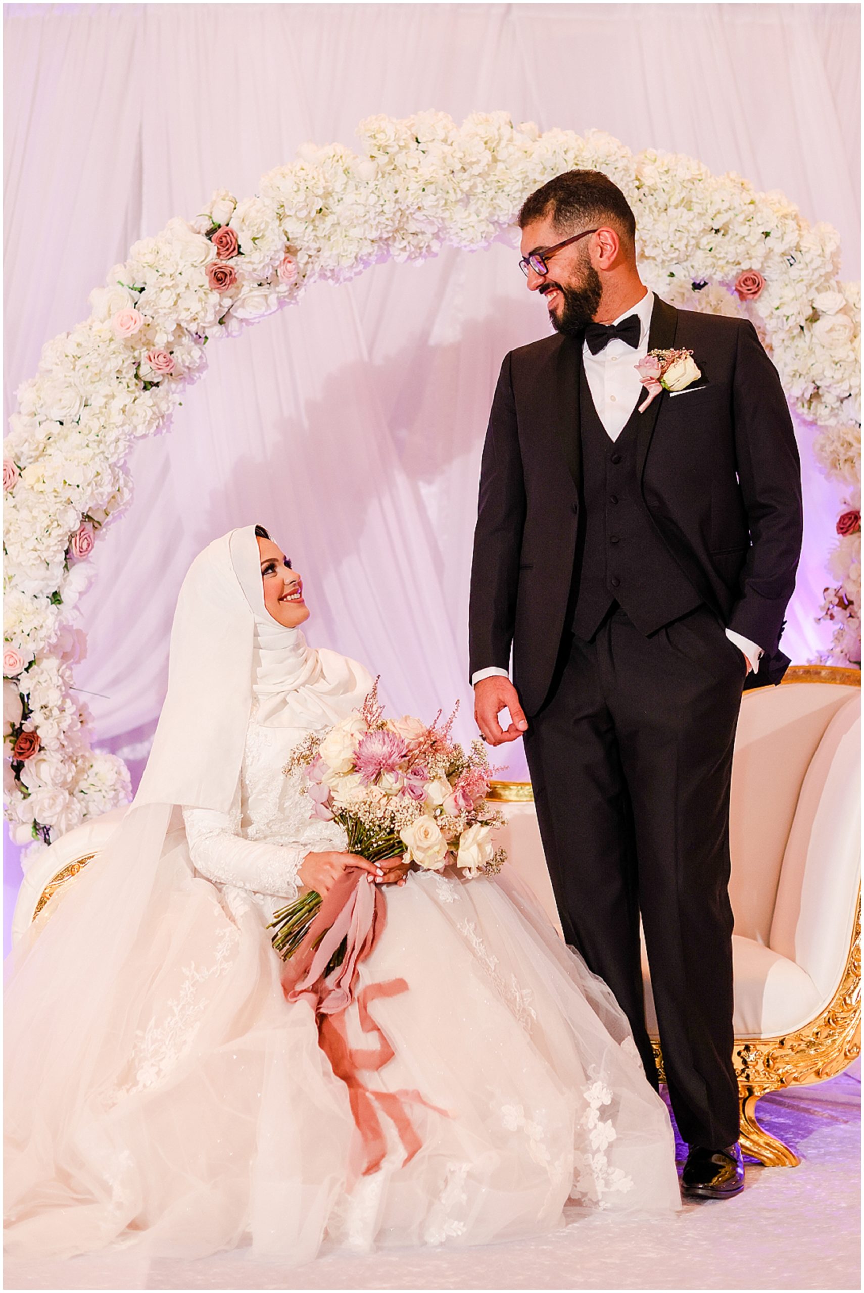 arab muslim bride and groom wedding photos and decorations