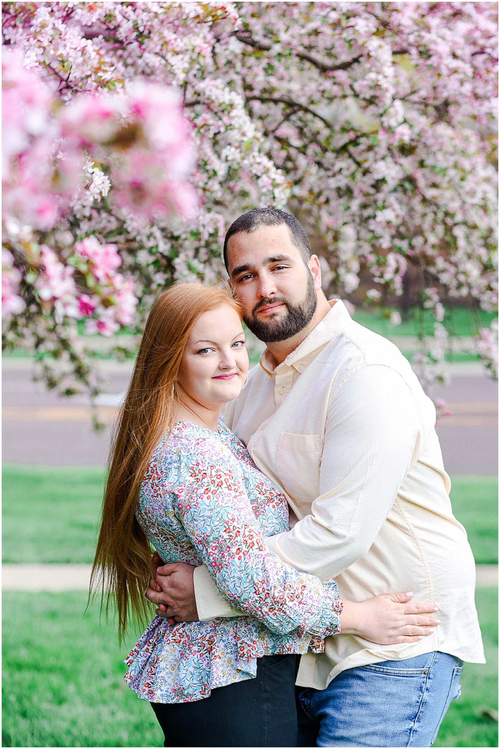 pink tree engagement