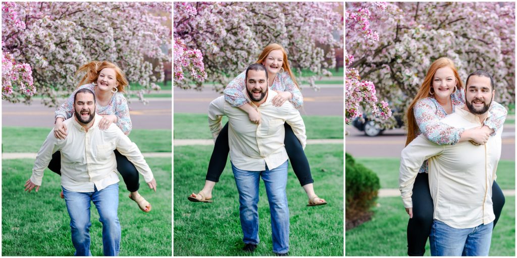 piggy back ride - how to have fun engagement photos