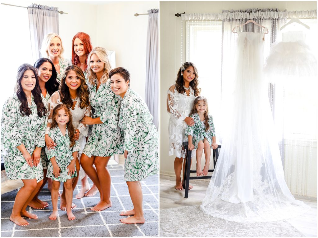 bridal party getting ready - tropical theme robes