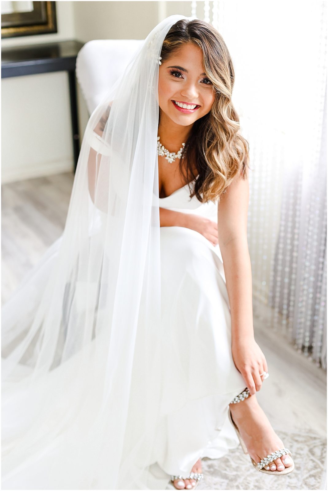 bride putting on shoes