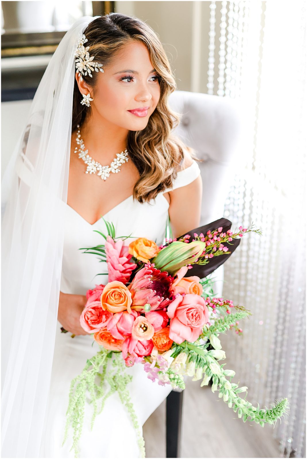 bride looking out the window