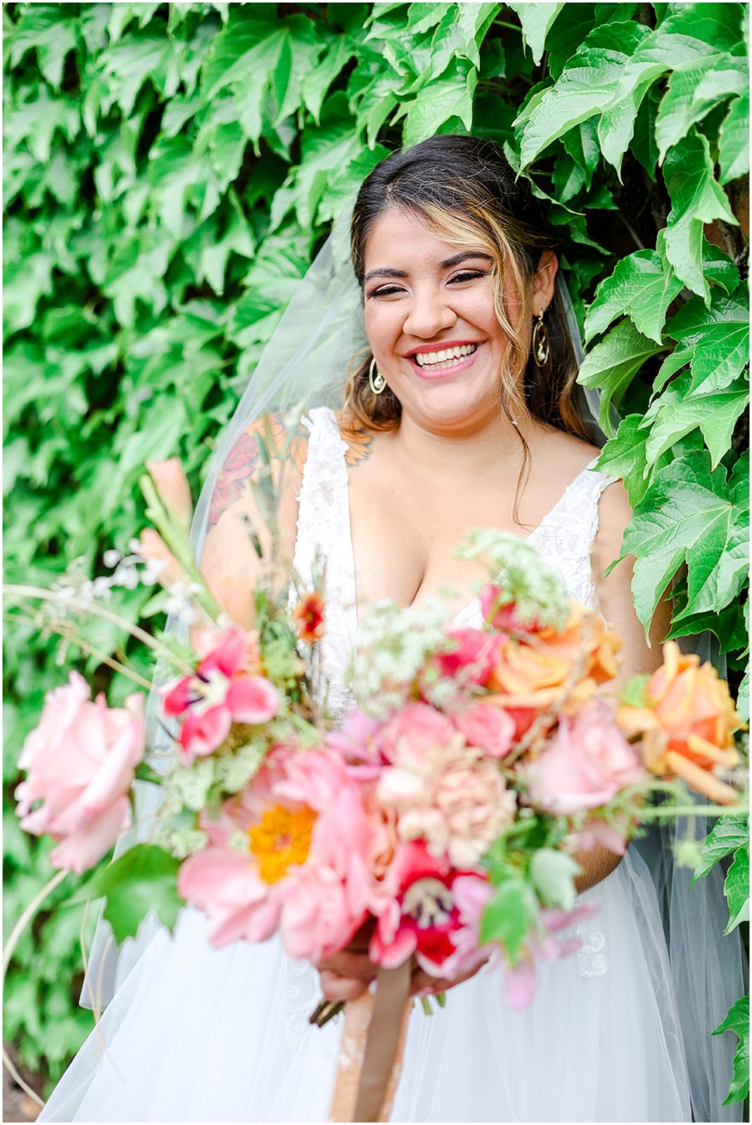 happy mexican bride