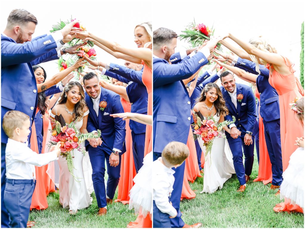 fun  bridal party photos - Hawaiian wedding theme tropical summer wedding