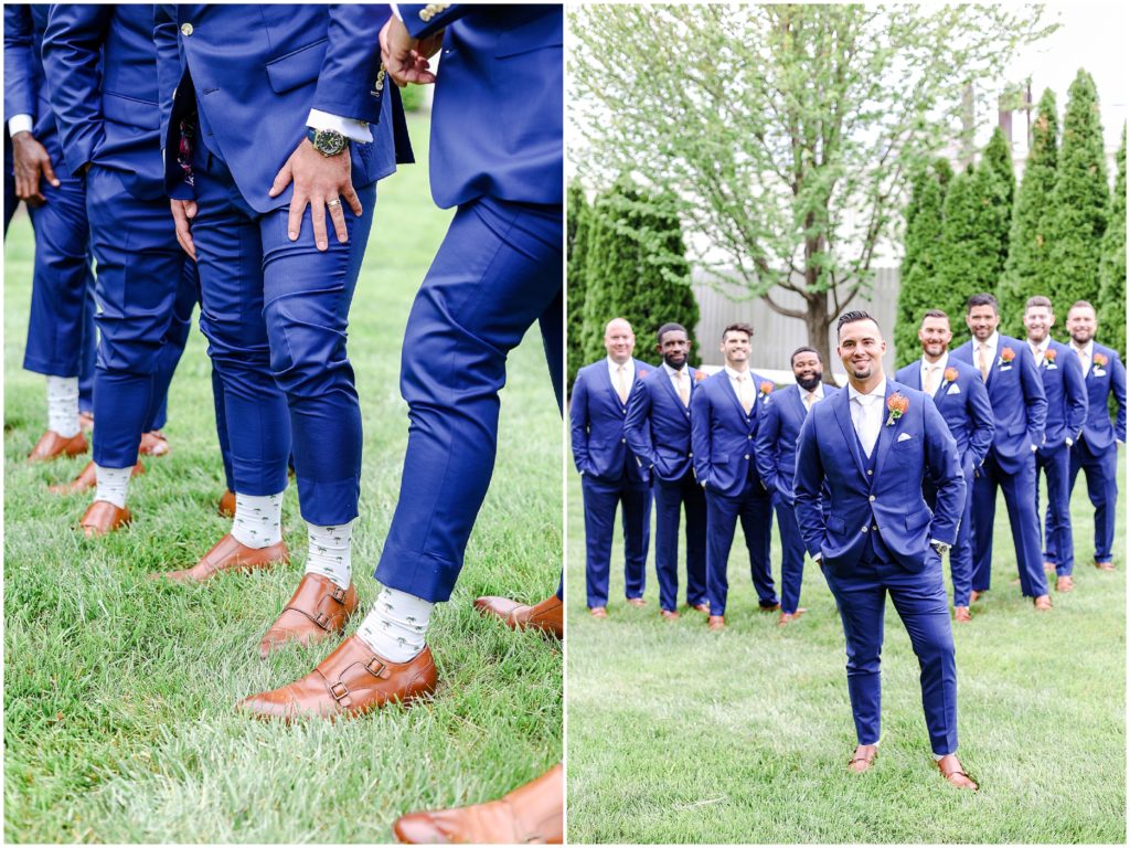 fun  bridal party photos - Hawaiian wedding theme tropical summer wedding - cool socks for groomsmen 