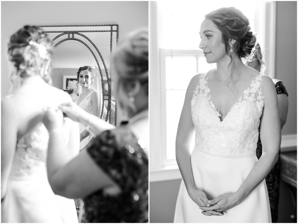 bride getting ready at mildale farms