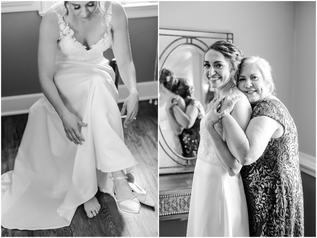 mom and daughter getting ready before the wedding