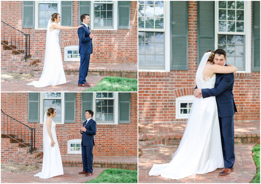 first look with bride and groom at kansas mildale farms