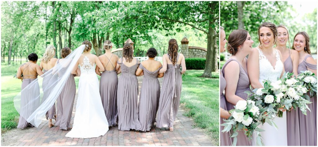 wedding details with the bridesmaids