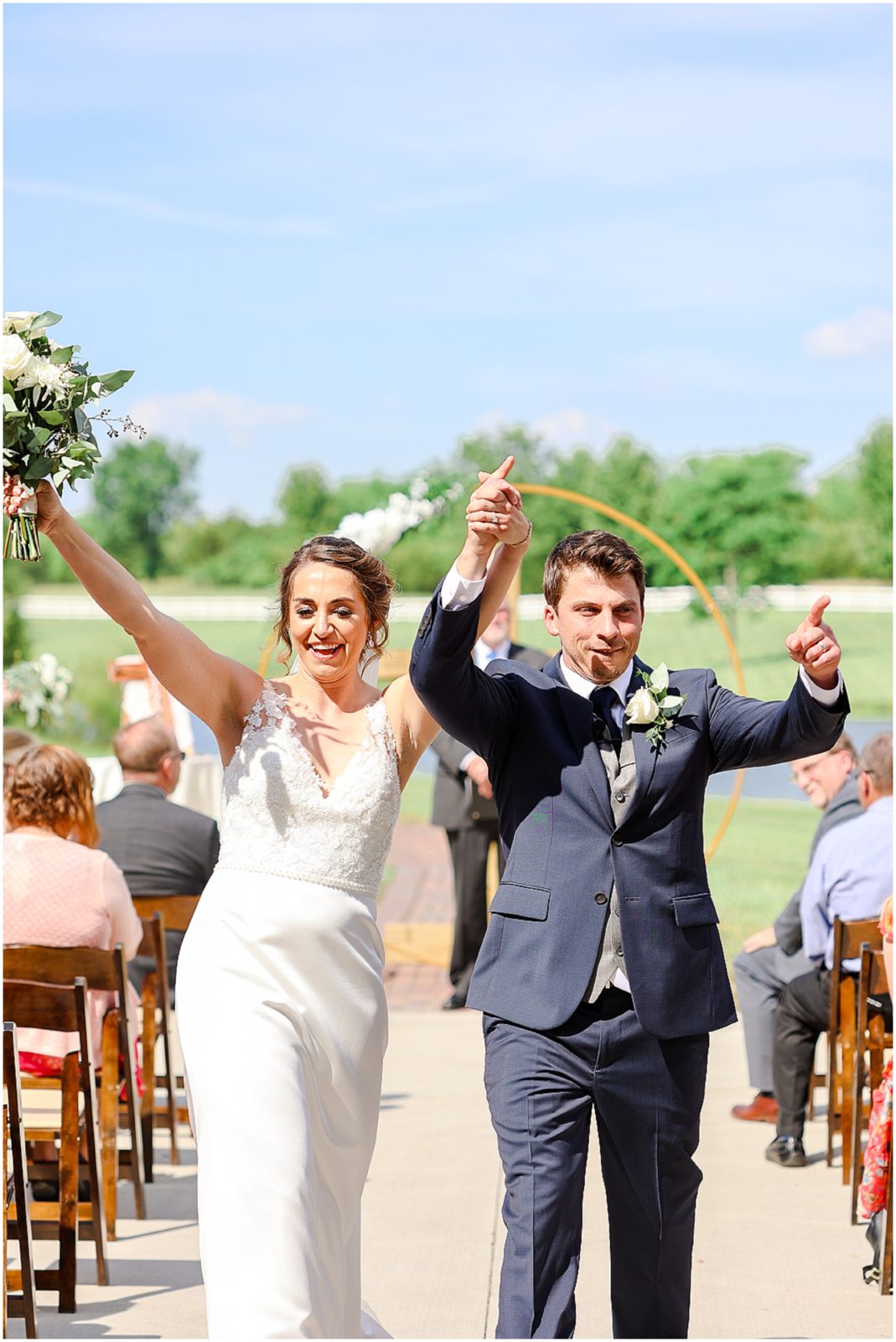 happy bride and groom after ceremony