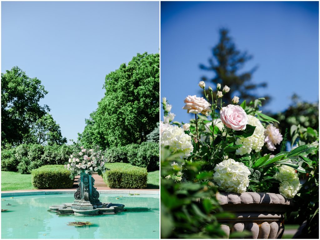 the historic longview mansion wedding - outdoor ceremony - wedding flowers