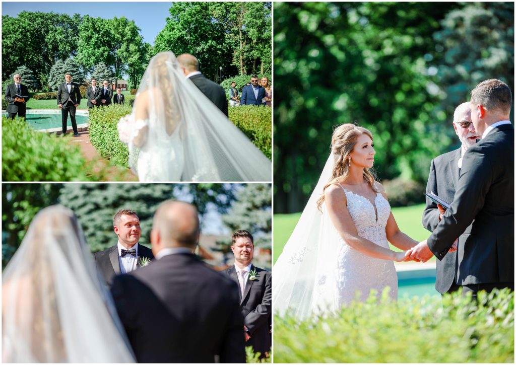the historic longview mansion wedding - outdoor ceremony  bride and groom getting married 