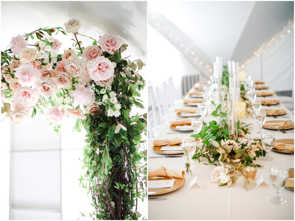 blue bouquet KC - wedding florist - longview mansion wedding reception and decoration details