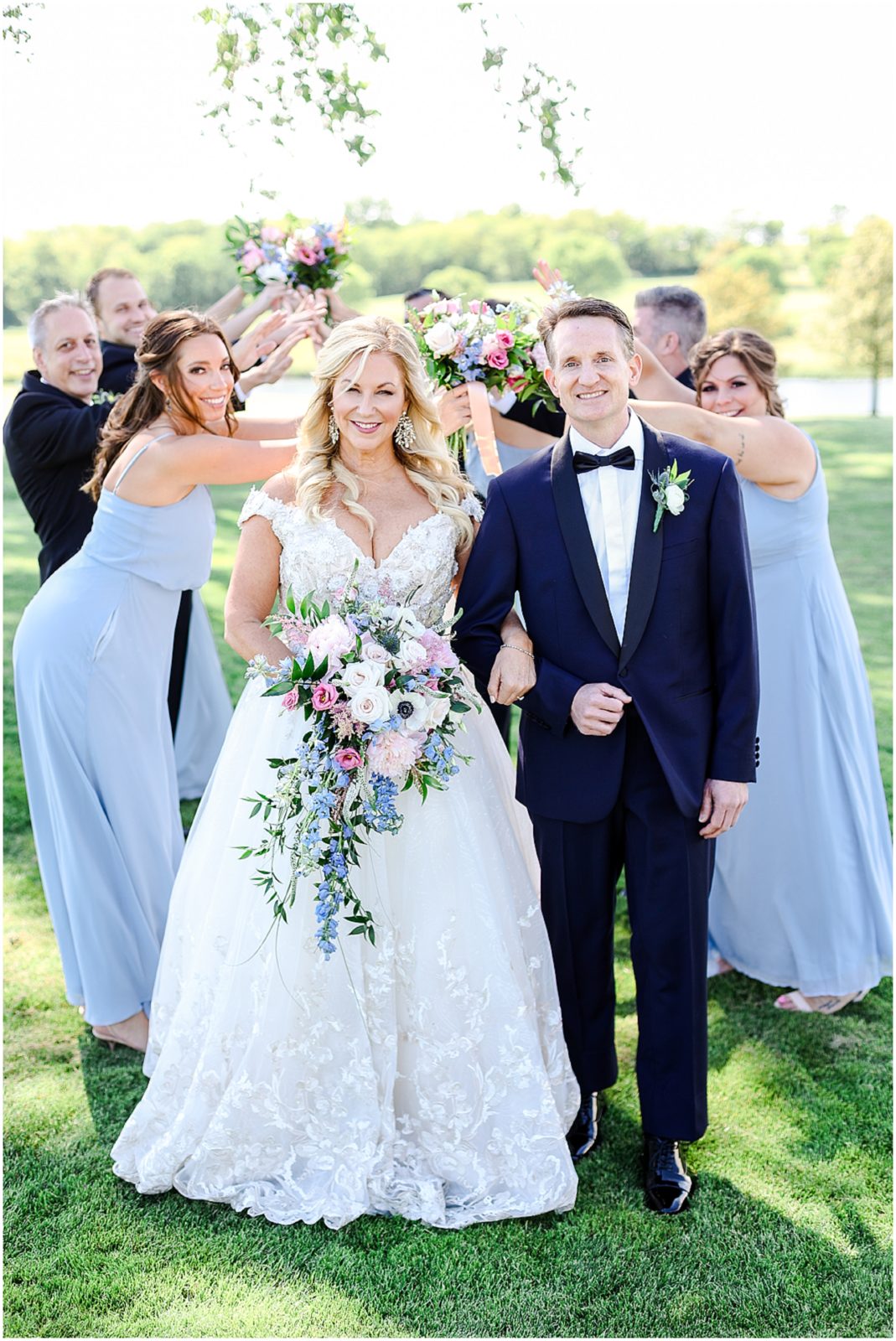 fun bridal party fun bridal party photos - Lake Mozingo Wedding - Kansas City Wedding Photographer - Beautiful Wedding portraits on a golf course - mozingo golf club - bridal party photos - french themed wedding