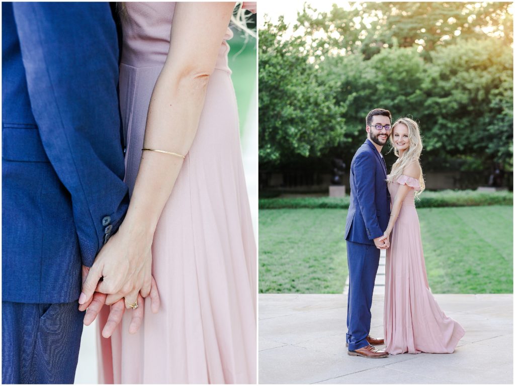 holding hands - Kansas City Engagement Photos at the Nelson Atkins Museum  - Where to take Photos in Kansas City - Mariam Saifan Photography - Bethany & Josh - The Longview Mansion Wedding 