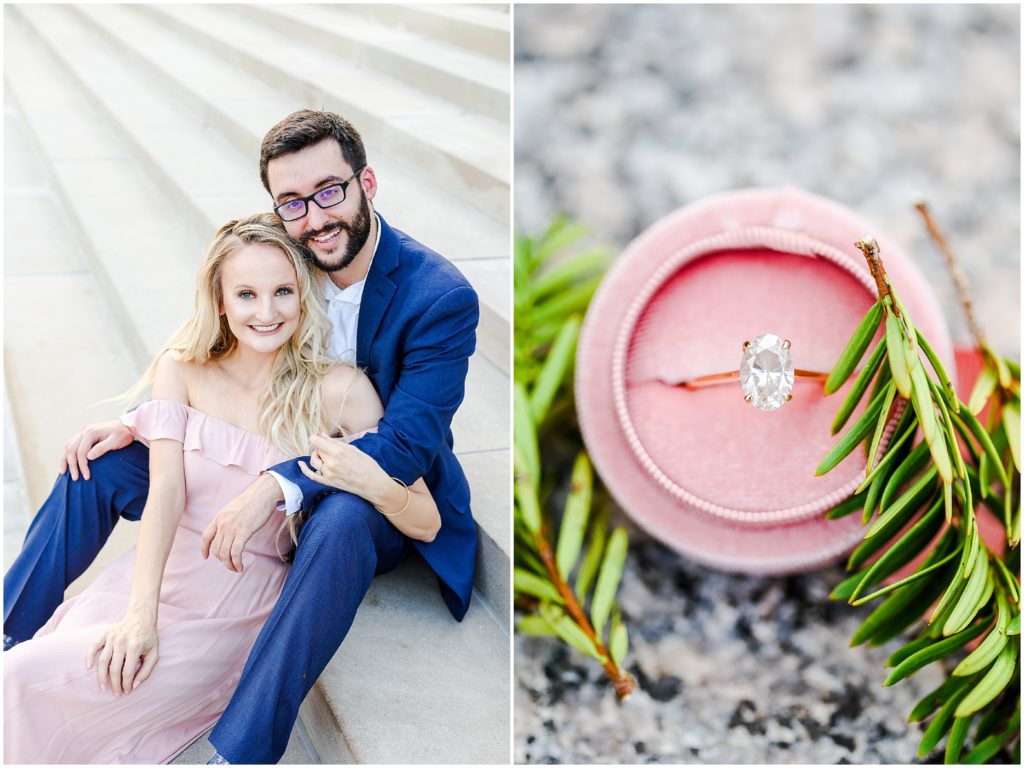 Kansas City Engagement Photos at the Nelson Atkins Museum  - Where to take Photos in Kansas City - Mariam Saifan Photography - Bethany & Josh - The Longview Mansion Wedding  - wedding ring