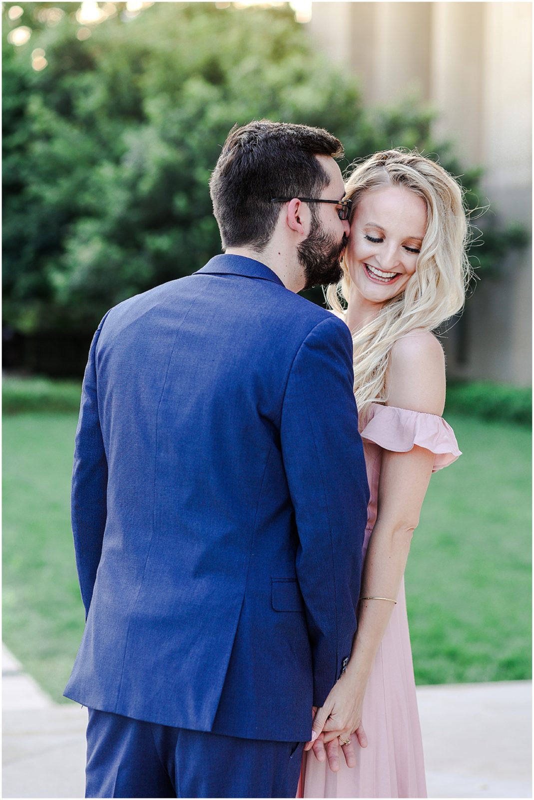 kissing photo - Kansas City Engagement Photos at the Nelson Atkins Museum  - Where to take Photos in Kansas City - Mariam Saifan Photography - Bethany & Josh - The Longview Mansion Wedding 