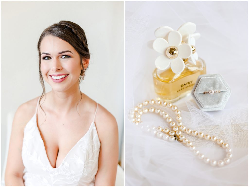 necklace - Wedding Dress & Shoes & Wedding Ring | Wedding Details | Hello Lovely KC | Bride Getting Ready Photos in Kansas City | Pink Bridal Party Dresses | Altar Bridal Wedding Dress