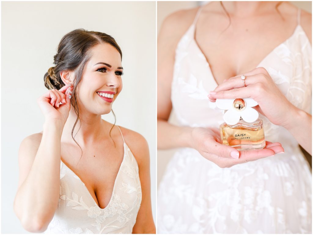 beautiful bride _ Wedding Dress & Shoes & Wedding Ring | Wedding Details | Hello Lovely KC | Bride Getting Ready Photos in Kansas City | Pink Bridal Party Dresses | Altar Bridal Wedding Dress