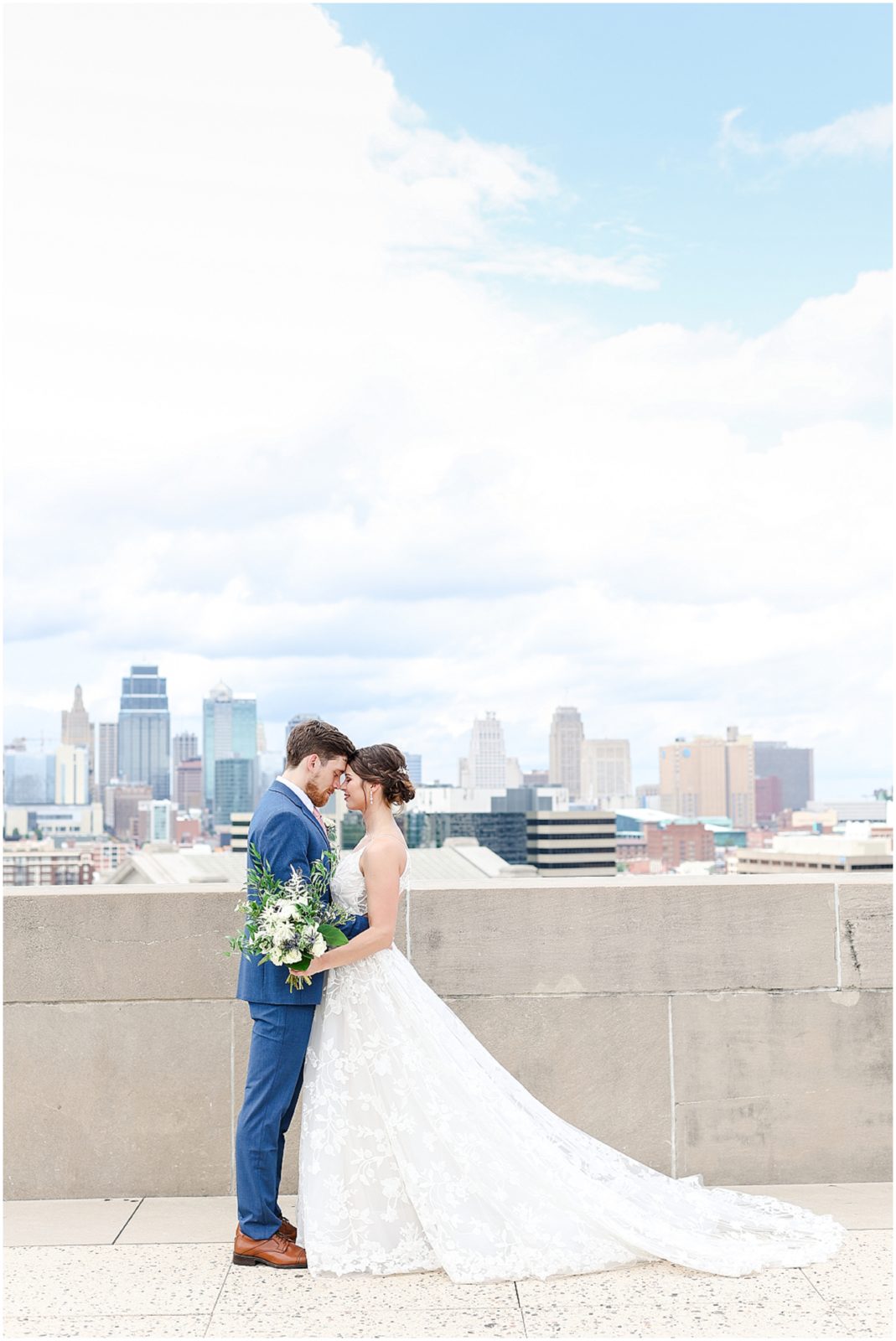 beautiful kc skyline - Kansas City and Missouri Wedding Photographer - KC Liberty Memorial Wedding Photos - Bride & Groom Portraits - Wedding Photos 