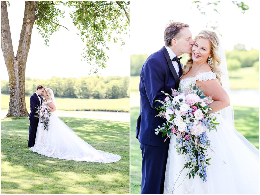wedding photos - Lake Mozingo Wedding - Kansas City Wedding Photographer - Beautiful Wedding portraits on a golf course - mozingo golf club - bride & groom portraits