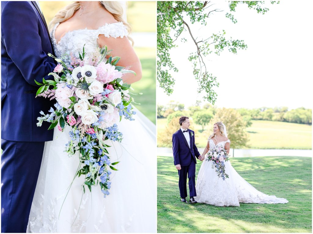 bride and groom walking photos 