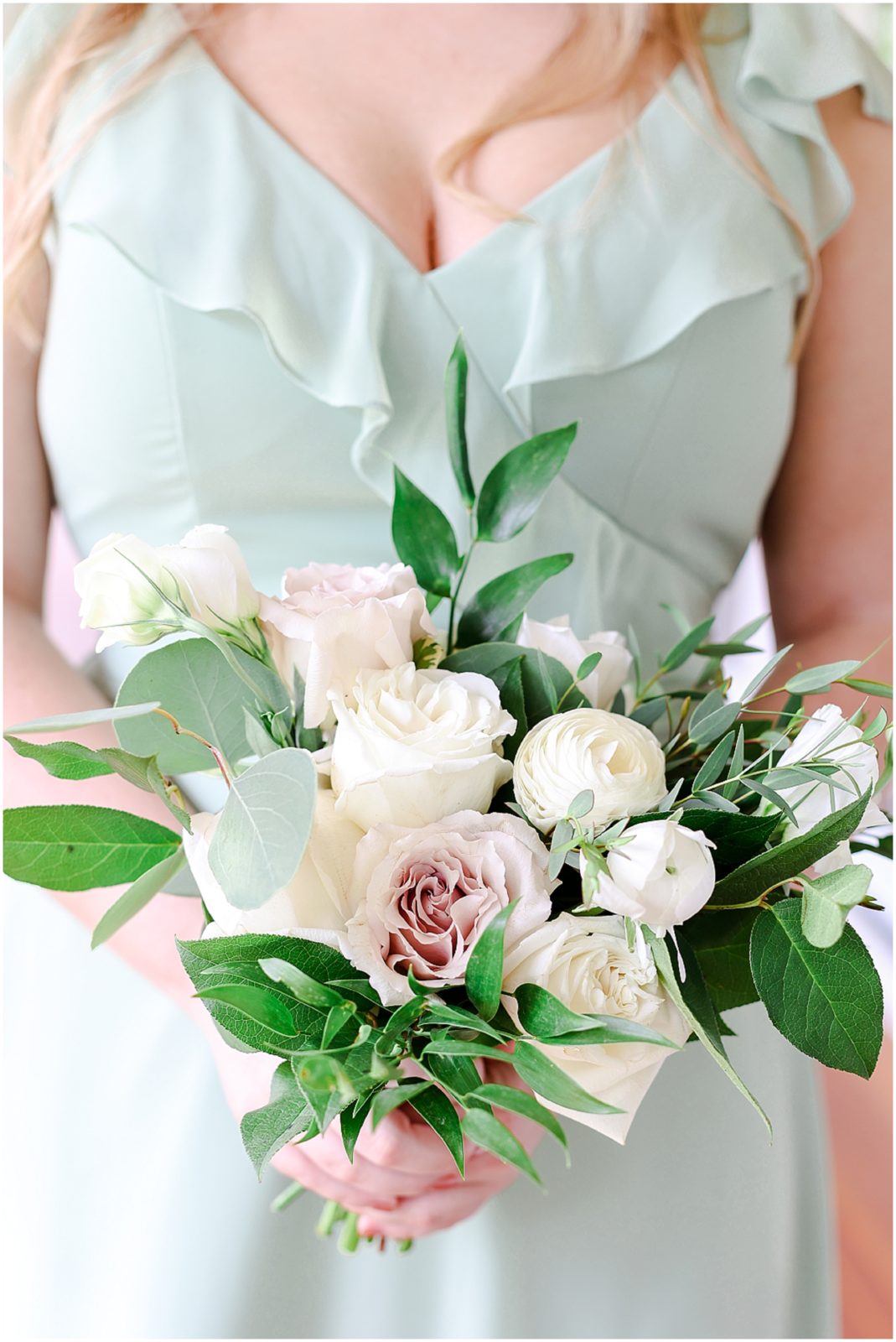 Sage green wedding flowers with pink at the hawthorne house - wedding inspiration - kansas city wedding venue - mariam saifan photography - kc wedding photographers