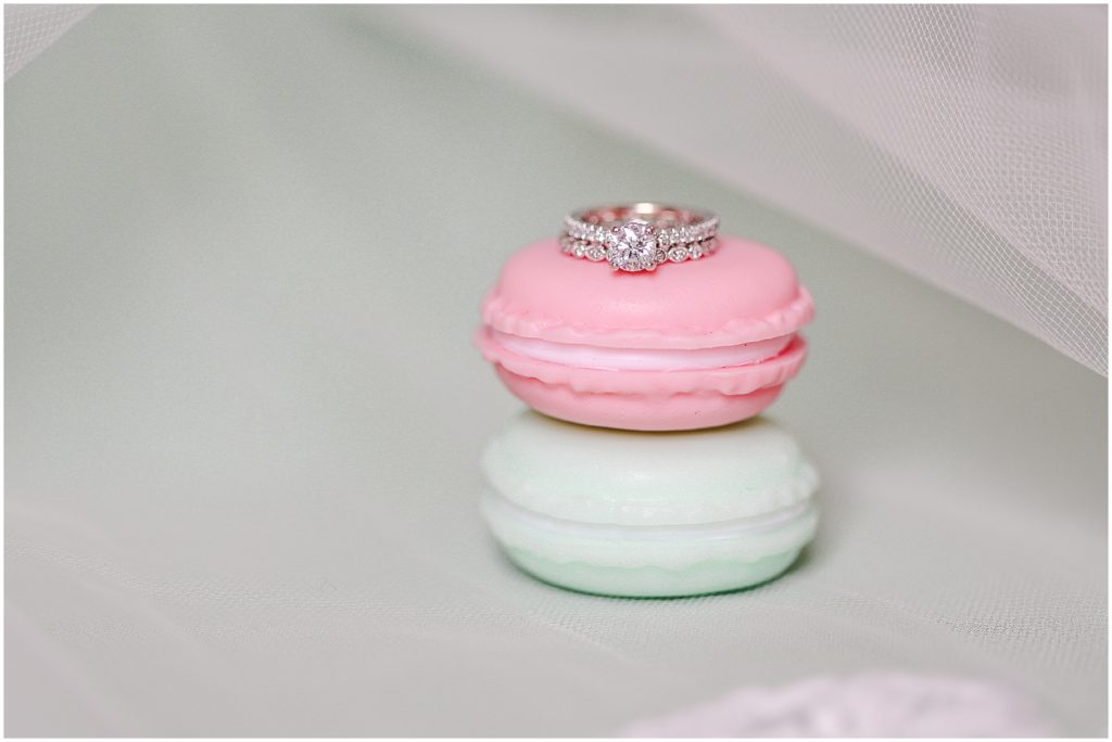 wedding ring on macaroon 